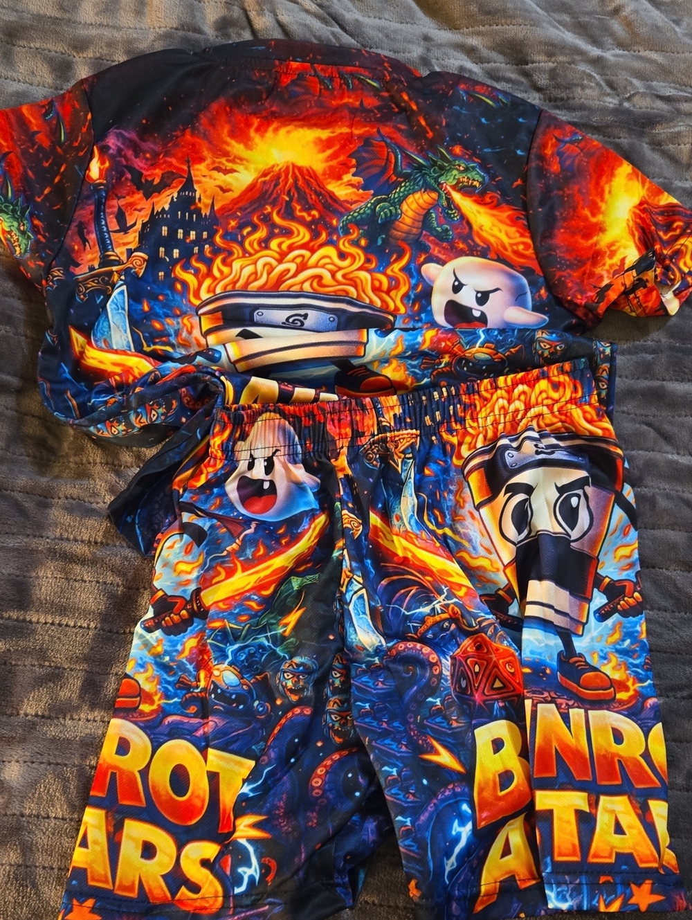 Boys Matching Loungewear Short Set Featuring Brainrot All Star Design - Picture 2 of 6